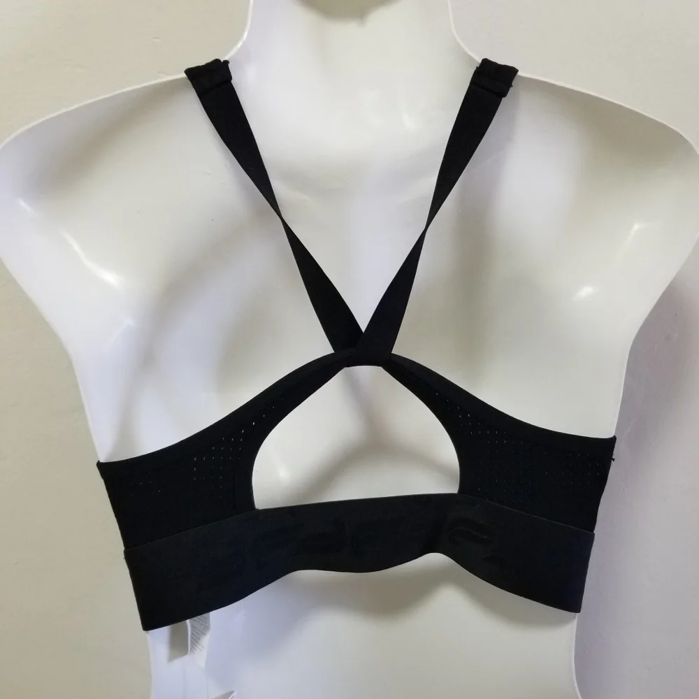 Fabletics Womens Wren SculptKnit Sports Bra Black  Logo Wide Band Mesh S NWT - Picture 9 of 14